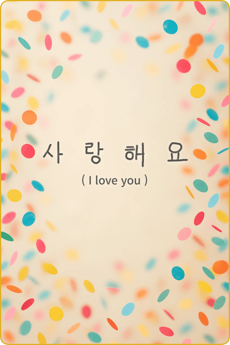 색종이 배경의 사랑해요 한글 팬카드